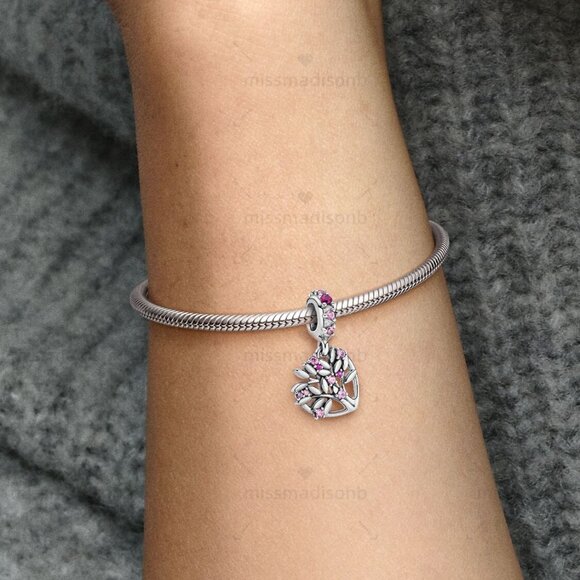 Pandora Pink Heart Family Tree Dangle Charm - Picture 5 of 6